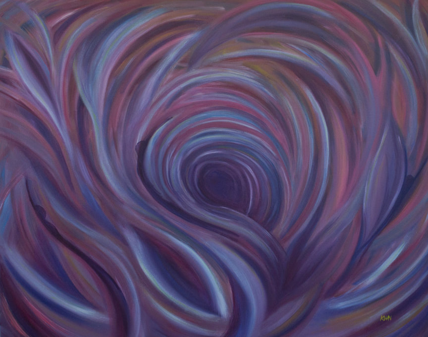 Whorl- 22 x 28, Purple oil painting on canvas by Kim Nolan