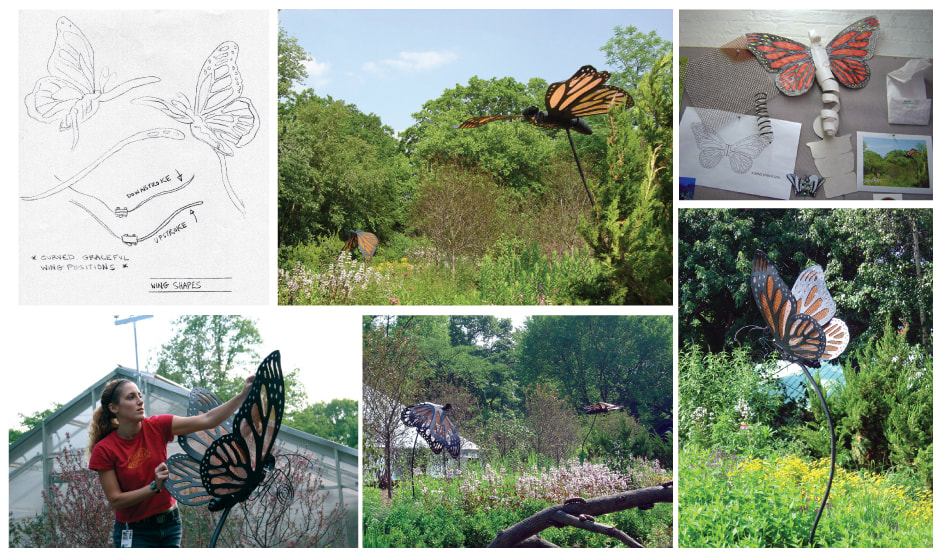 Bronx  Zoo Butterfly Garden monarch butterfly sculptures 