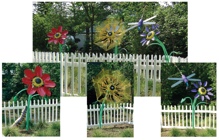 Bronx Zoo Butterfly Garden flower sculptures made from gardening tools made by Kim Wagner Nolan.