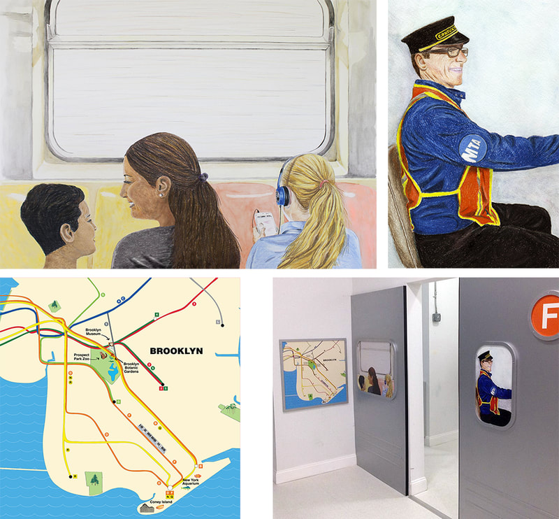 Subway illustrations for Curiosity on Court, an indoor children's playground in Brooklyn, NY