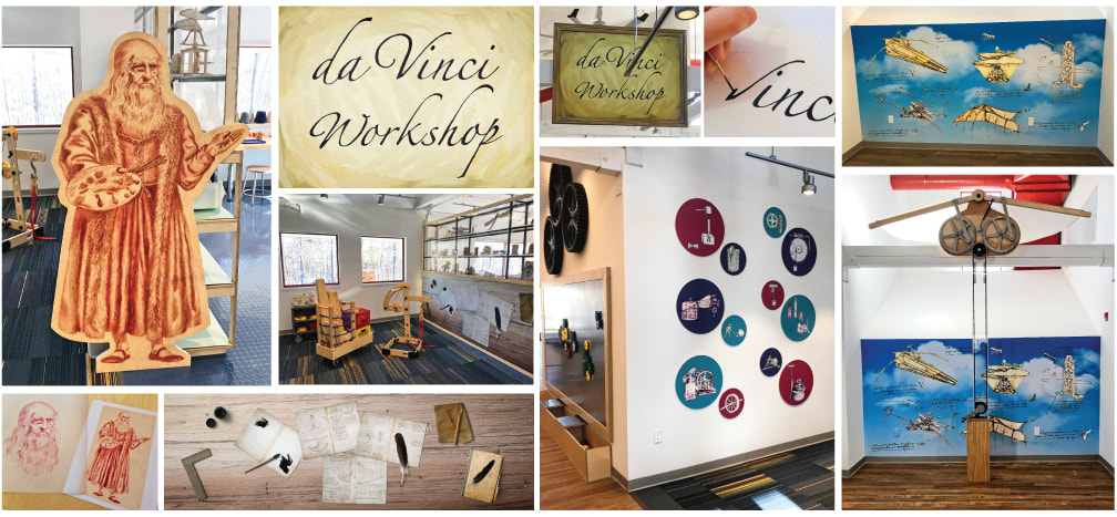 da Vinci workshop Discovery Museum Acton Massachusetts Artwork and graphic design by Kim Wagner Nolan