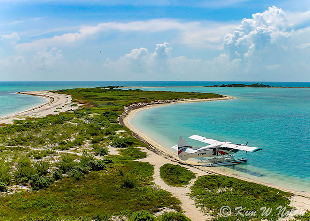 Aerial view of Dry Tortugas National park and seaplane. Photo by Kim W. Nolan
