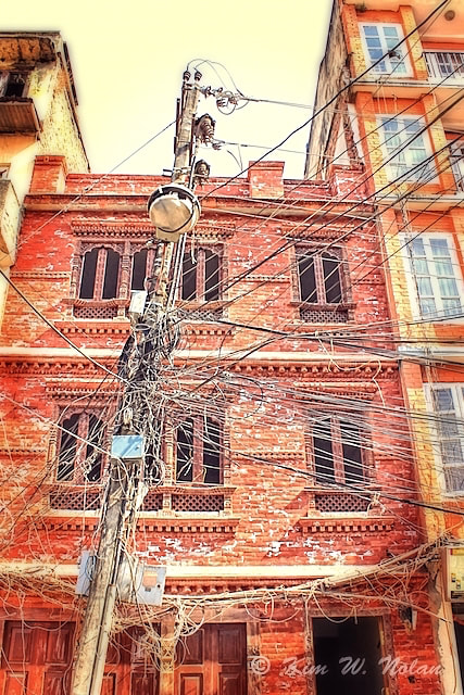Kathmandu, Nepal, tangled telephone and electric wires photo by Kim Wagner Nolan