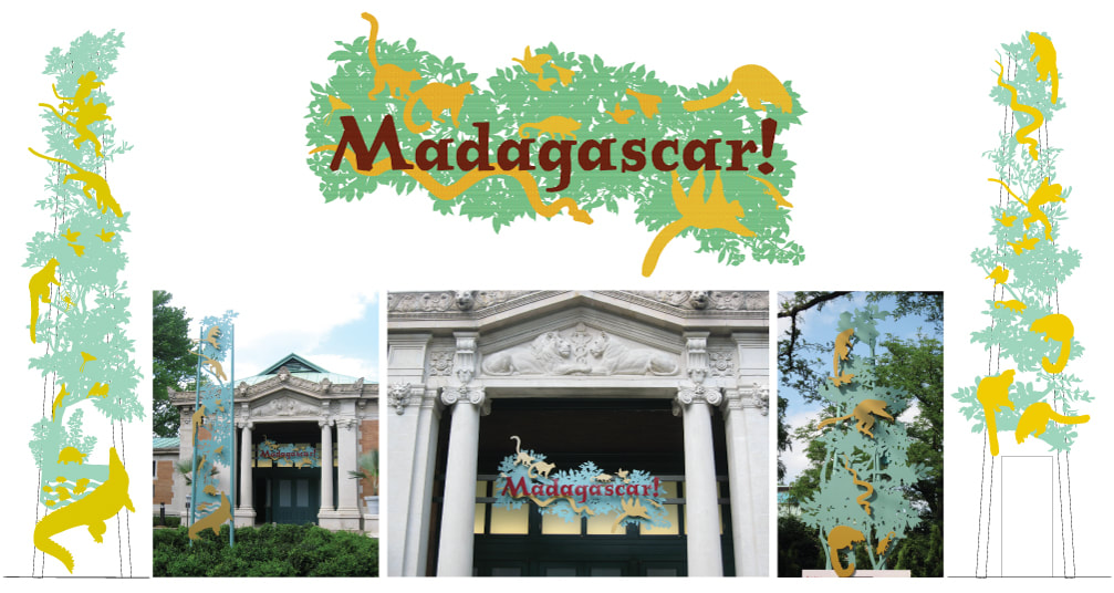 Bronx Zoo Madagascar!- Design of entry sign, entrance and exit sculptures by Kim Wagner Nolan
