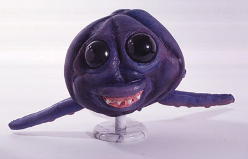 Purple sea monster puppet made by Kim Wagner Nolan