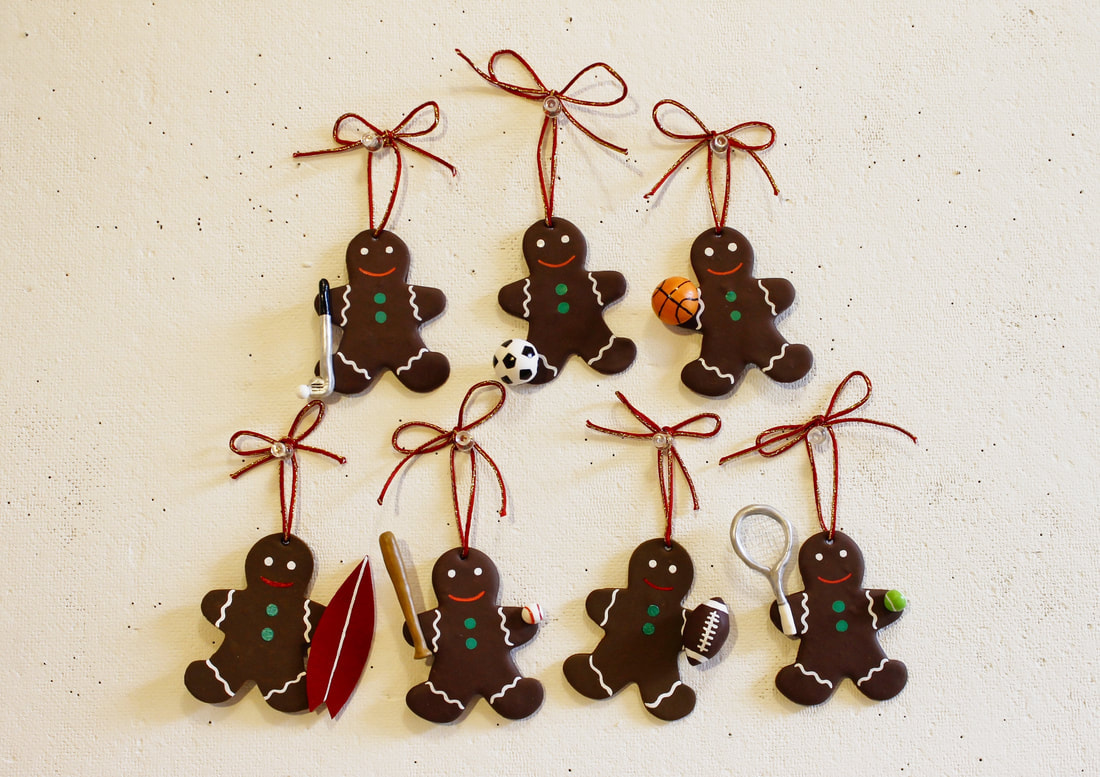 Gingerbread men Christmas ornaments by Kim W. Nolan